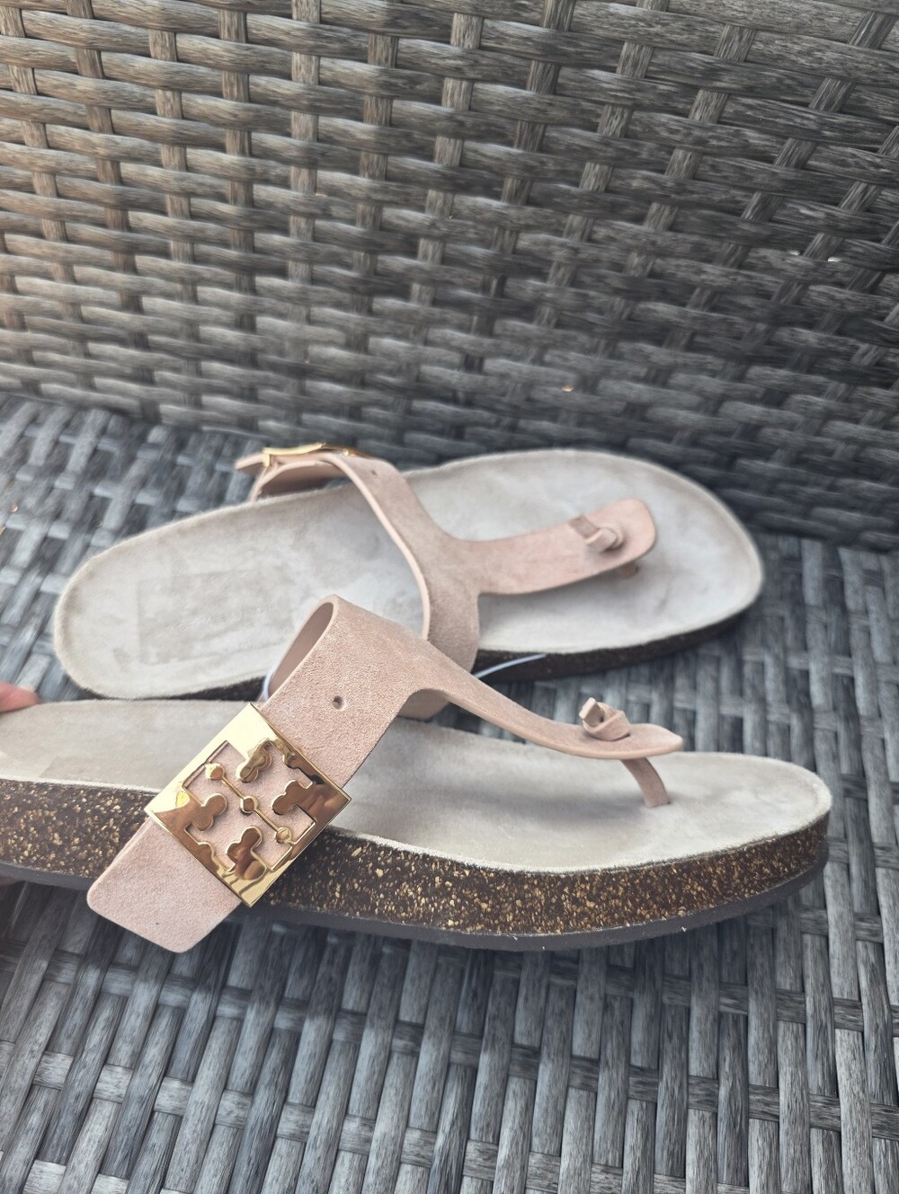 Tory Burch Leather Mellow Thong Sandal Pink Women US Size 10 - Picture 2 of 6